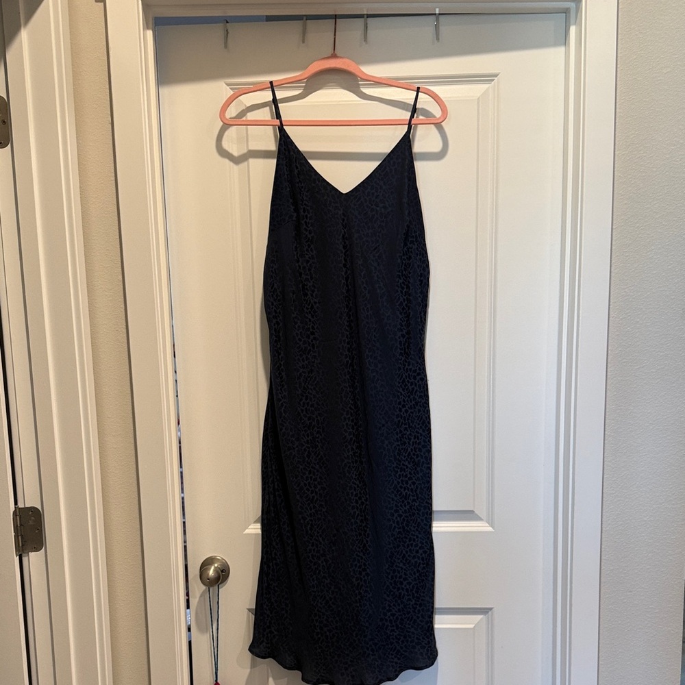 a new day Navy Slip Midi Dress with Subtle Animal Texture